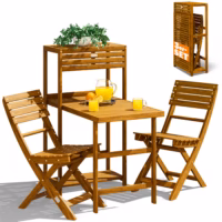 Set de scaune de grădină din 3 piese, lemn de salcâm, certificat FSC®, pliabil