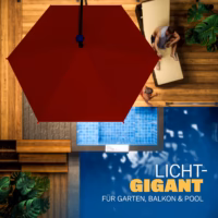 Umbrelă solară LED Mali Roșie Ø350cm Protecție UV 80+ Husă