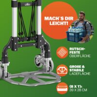 Cărucior manual pentru urcat scări, argintiu/negru, 80 kg, reglabil pe înălțime
