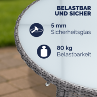 Masă rotundă gri din poliratan, Ø60cm