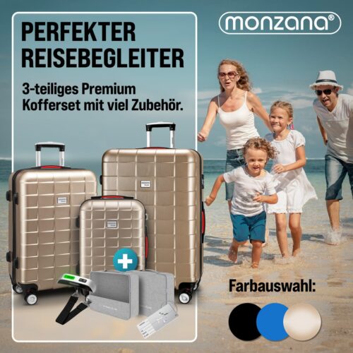 Set de valiză rigidă Exopack, 3 piese, culoarea șampaniei, accesorii ABS