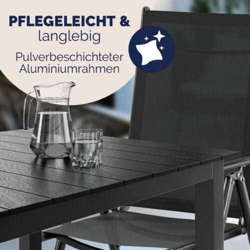 Mobilier de terasa Bern Masa cu 8 scaune, 9 piese, antracit, aluminiu, blat WPC