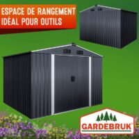Șopron de grădină, antracit metalic, 260x205x180, galvanizat, rezistent la intemperii, cu fundație și cârlige