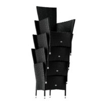Set de scaune de grădină Riga din poliratan, 5 piese, negru