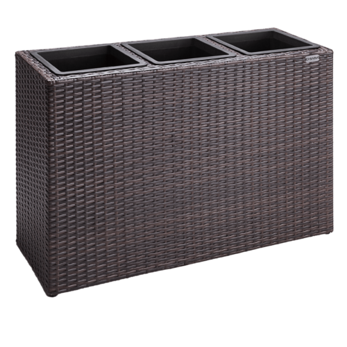 Ghiveci de flori din poliratan, maro, 83x30,5x60cm
