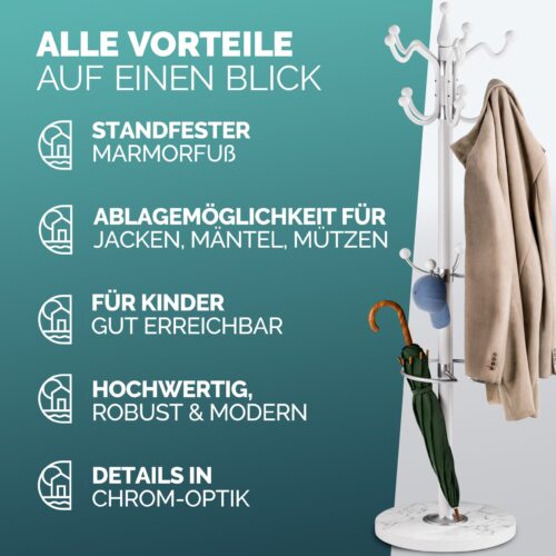 Suport de haine alb, 173 cm, curbat