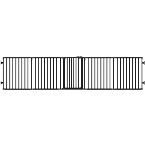 Ecran de siguranță pentru șemineu, oțel negru, 306x76,5cm