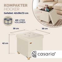 Taburet pliabil din catifea bej, 42x38x38cm