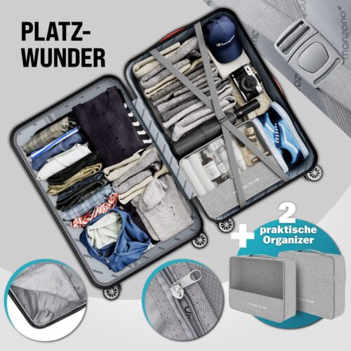 Set valize rigide, 4 piese, cu accesorii, roți 360°, ABS albastru