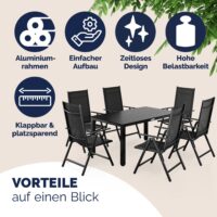 Mobilier de terasa Bern masa cu 6 scaune, 7 piese, antracit, aluminiu, blat WPC