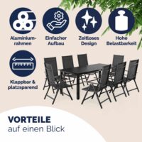 Mobilier de terasa Bern Masa cu 8 scaune, 9 piese, antracit, aluminiu, blat WPC