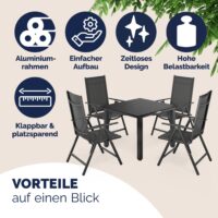 Set de scaune de grădină Bern, 5 piese, antracit, aluminiu, blat de masă WPC