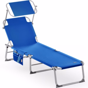 Șezlong de grădină Ibiza Blue 190x59x29cm Umbrelă de soare din aluminiu