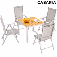 Masa cu scaune de grădină Bern, 5 piese, crem, aluminiu, WPC