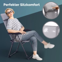 Scaun de grădină pliabil, set de 4, gri, aluminiu, spătar înalt, reglabil