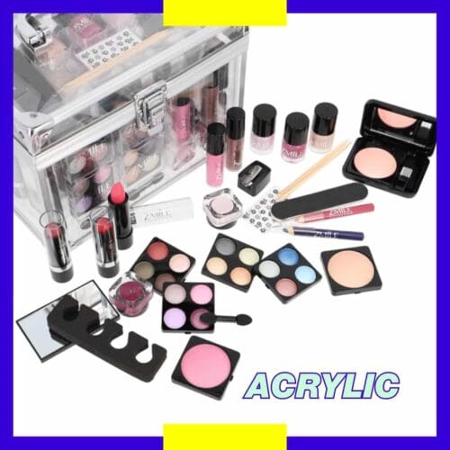 61XRrAL3tHL._AC_SL1080_.jpg Trusa machiaj "Acrylic" 42 piese, farduri, geanta, oglinda, vegan, Zmile Cosmetics