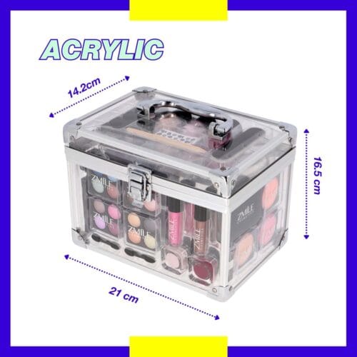61Y0Tt9VWPL._AC_SL1350_.jpg Trusa machiaj "Acrylic" 42 piese, farduri, geanta, oglinda, vegan, Zmile Cosmetics
