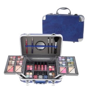 Trusa de Machiaj "Traveller Blue Vanity Styles" 87 piese + geanta aluminiu, VEGAN