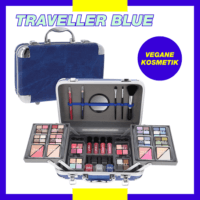 Trusa de Machiaj "Traveller Blue Vanity Styles" 87 piese + geanta aluminiu, VEGAN