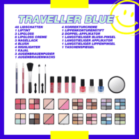 Trusa de Machiaj "Traveller Blue Vanity Styles" 87 piese + geanta aluminiu, VEGAN