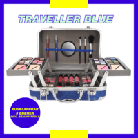 Trusa de Machiaj "Traveller Blue Vanity Styles" 87 piese + geanta aluminiu, VEGAN