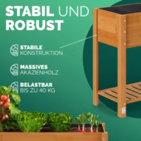 Strat de grădină înălțat din lemn de salcâm, certificat FSC®, 100x40x84cm