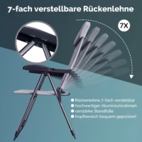 Scaun de grădină pliabil, set de 4, gri, aluminiu, spătar înalt, reglabil