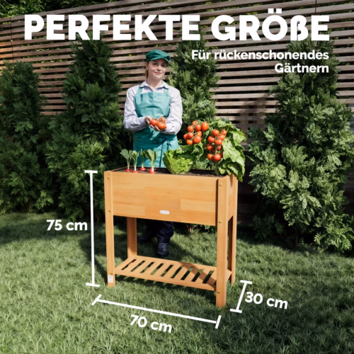 Strat de grădină înălțat din lemn de salcâm, certificat FSC®, 68x30x75cm