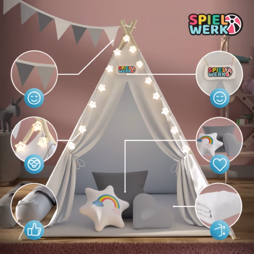 a457d02c954f5e54db631417c0c793d1_de-109523d-2-1 Cort de joacă Teepee alb 160x130x130cm