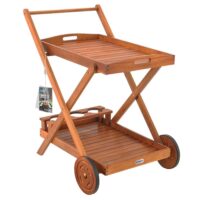 Cărucior de servire cu roți, lemn de salcâm, certificat FSC®