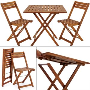 Set de 3 scaune de grădină din lemn de salcâm, pliabil