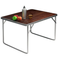 Masă de camping, aspect lemn, aluminiu, 80x60x70cm, pliabilă