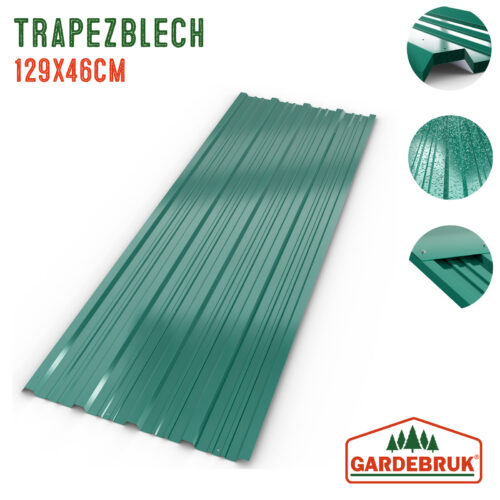 Tablă trapezoidală, set de 12, verde, 129x46cm, perforată
