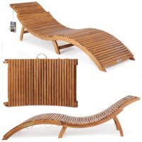 Șezlong pliabil de grădină din lemn de salcâm, certificat FSC®