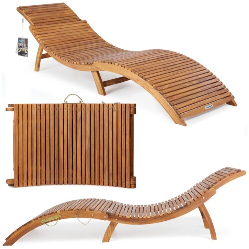 Șezlong pliabil de grădină din lemn de salcâm, certificat FSC®