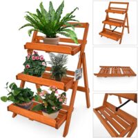 Suport pentru plante 79x56x59cm, 3 trepte, din lemn de salcâm, certificat FSC®