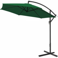 Umbrelă de soare cantilever verde Ø330cm aluminiu UV 50+ și bază transversală