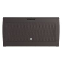 Ladă de depozitare pentru grădină Rato 310L, impermeabilă, cu aspect de ratan maro