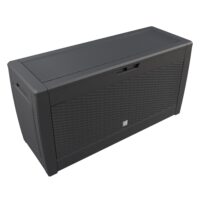 Ladă de grădină Rato 310L, aspect ratan antracit, impermeabilă