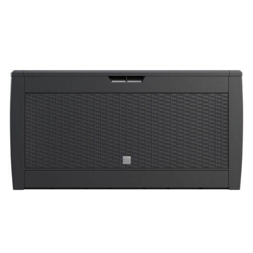 Ladă de grădină Rato 310L, aspect ratan antracit, impermeabilă