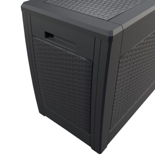 Ladă de grădină Rato 310L, aspect ratan antracit, impermeabilă