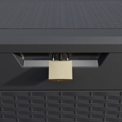 Ladă de grădină Rato 310L, aspect ratan antracit, impermeabilă