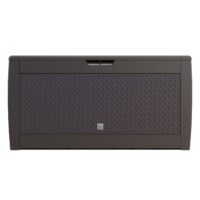 Ladă de grădină Matuba 310L, maro, cu aspect de răchită, impermeabilă