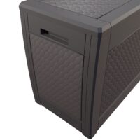 Ladă de grădină Matuba 310L, maro, cu aspect de răchită, impermeabilă