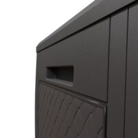 Ladă de grădină Matuba 310L, maro, cu aspect de răchită, impermeabilă