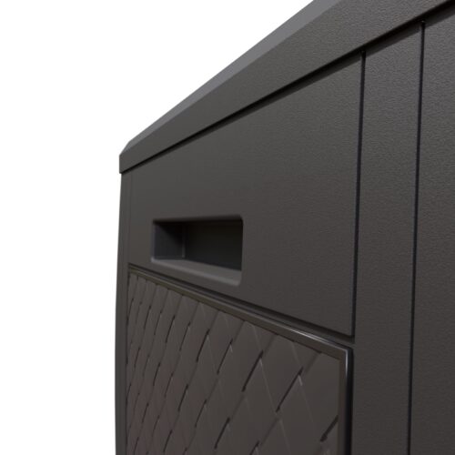 Ladă de grădină Matuba 310L, maro, cu aspect de răchită, impermeabilă