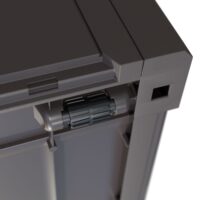Ladă de grădină Matuba 310L, maro, cu aspect de răchită, impermeabilă