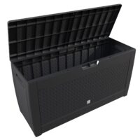 Ladă de grădină Matuba 310L, antracit, aspect răchită, impermeabilă