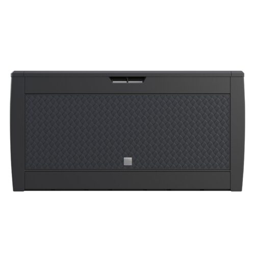 Ladă de grădină Matuba 310L, antracit, aspect răchită, impermeabilă