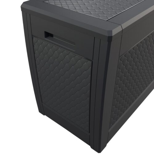 Ladă de grădină Matuba 310L, antracit, aspect răchită, impermeabilă